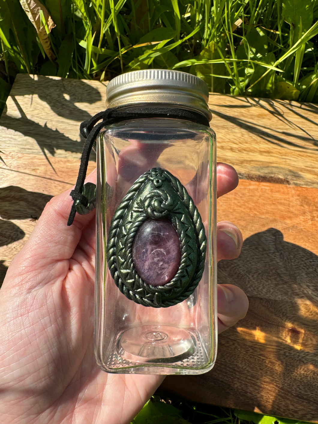 Glass potion bottle - Charoite