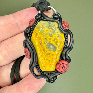 Crazy lace Coffin Pendant