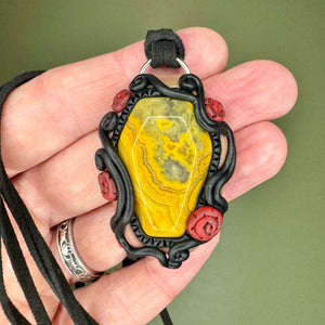 Crazy lace Coffin Pendant