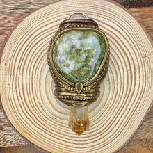 Load image into Gallery viewer, Green Opal and Citrine point pendant
