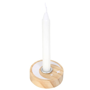 Moon and stars spell candle holder