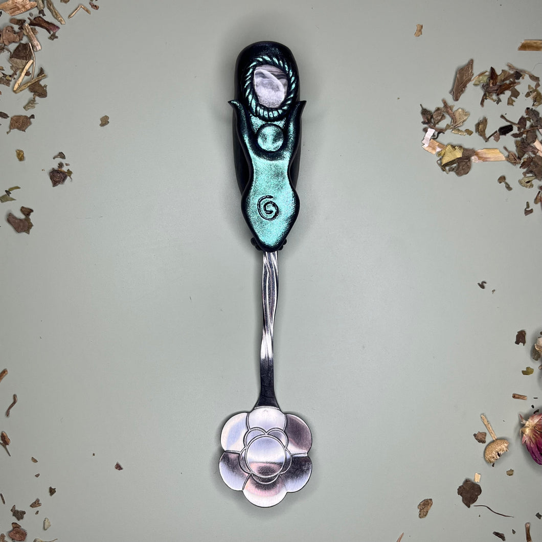 Goddess herb spoon - grey agate