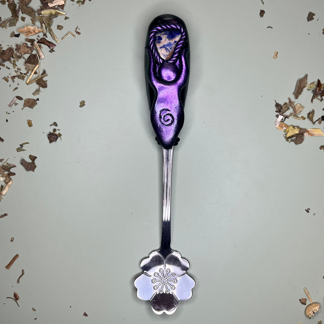 Goddess herb spoon - sunset sodalite