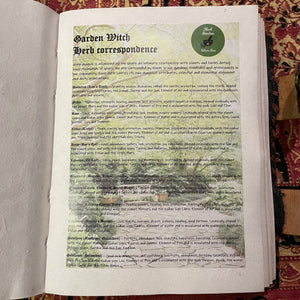 Garden Witch Herb Correspondence Book of Shadows Page