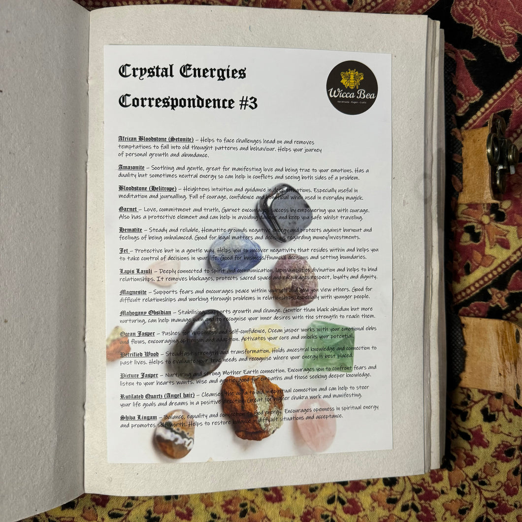 Crystal Energies Correspondence #3 Book of Shadows Page