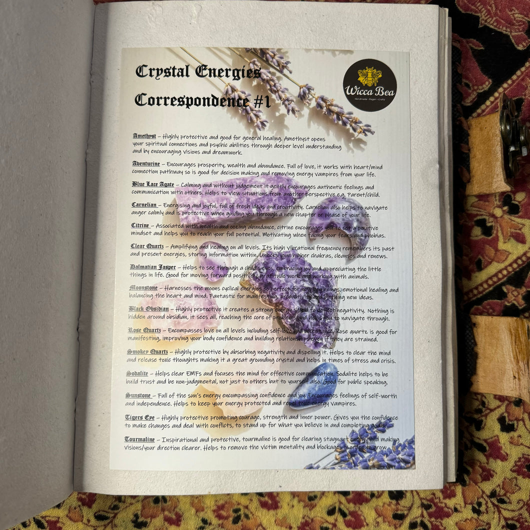 Crystal Energies Correspondence #1 Book of Shadows Page