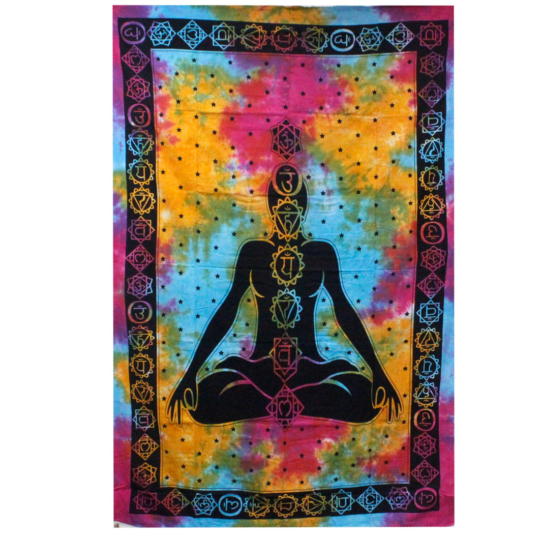 Cotton Bedspread/Wall Hanging - Chakra Buddha (Single)