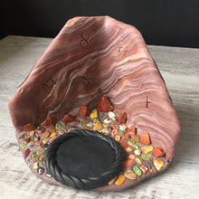 Load image into Gallery viewer, Handmade Polymer Clay Crystal Cave Tea Light Candle Holder Red Jasper
