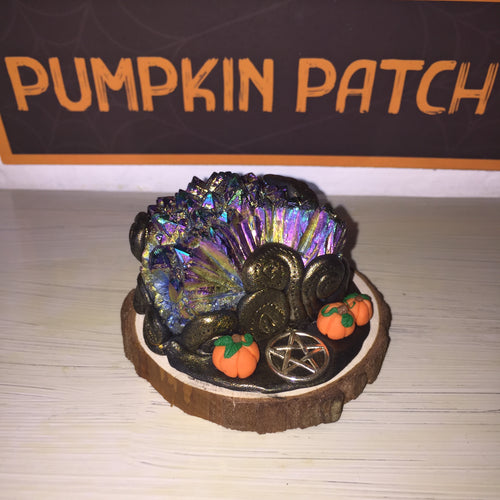 Rainbow Aura Quartz Alta Pumpkin Pentacle