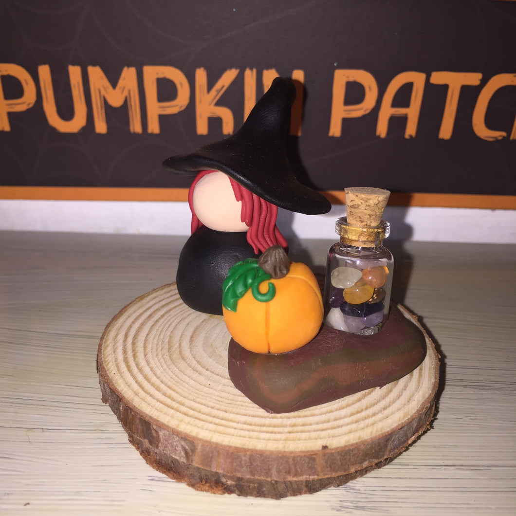 Red Hair Pumpkin Witch Mixed Crystal