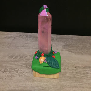 Sleeping Goddess Pink Aura Quartz Crystal Tower