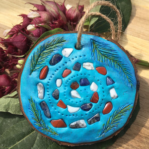 Howlite Sodalite Red Jasper Crystal Pagan Air Element Plaque