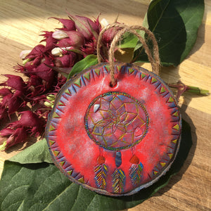 Howlite Sodalite Red Jasper Crystal Pagan Dreamcatcher Plaque