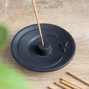 Black Crescent Moon Incense Burner