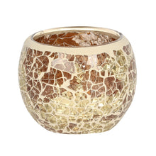 Load image into Gallery viewer, Small Gold Iridescent Crackle Glass Candle Holder
