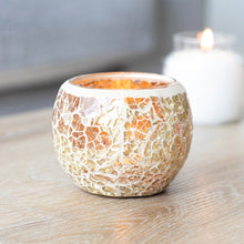 Load image into Gallery viewer, Small Gold Iridescent Crackle Glass Candle Holder
