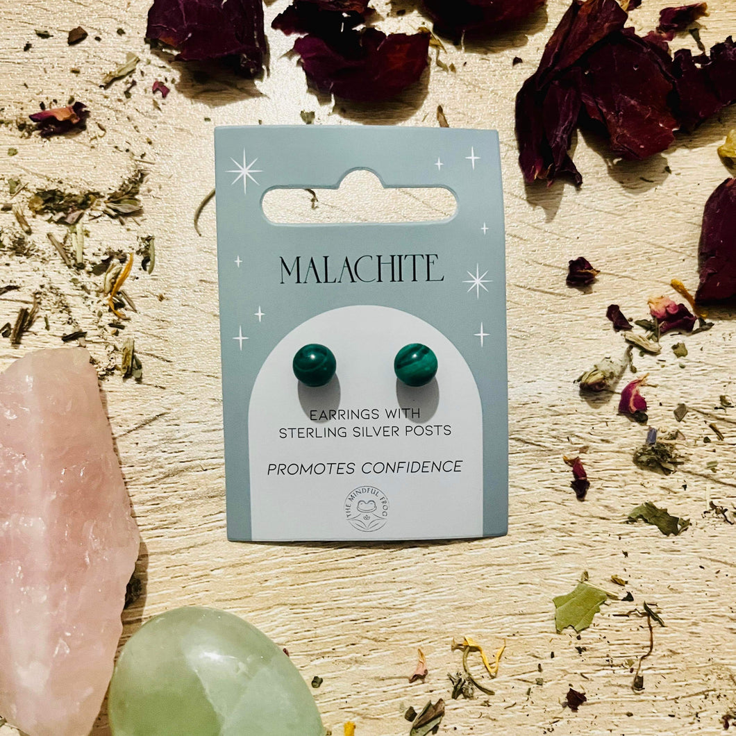 Malachite Ear Studs - Confidence