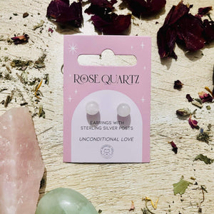 Rose Quartz Ear Studs - Unconditional Love