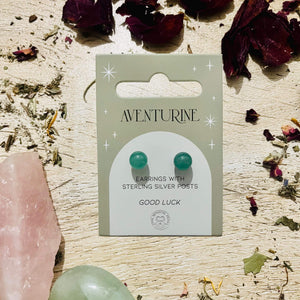 Aventurine Ear Studs - Good Luck