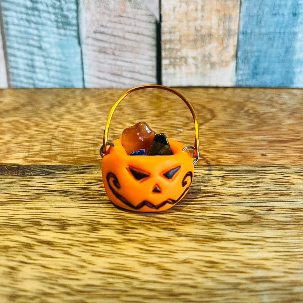 Mini Mixed Crystal Polymer Clay Trick or Treat Pumpkin