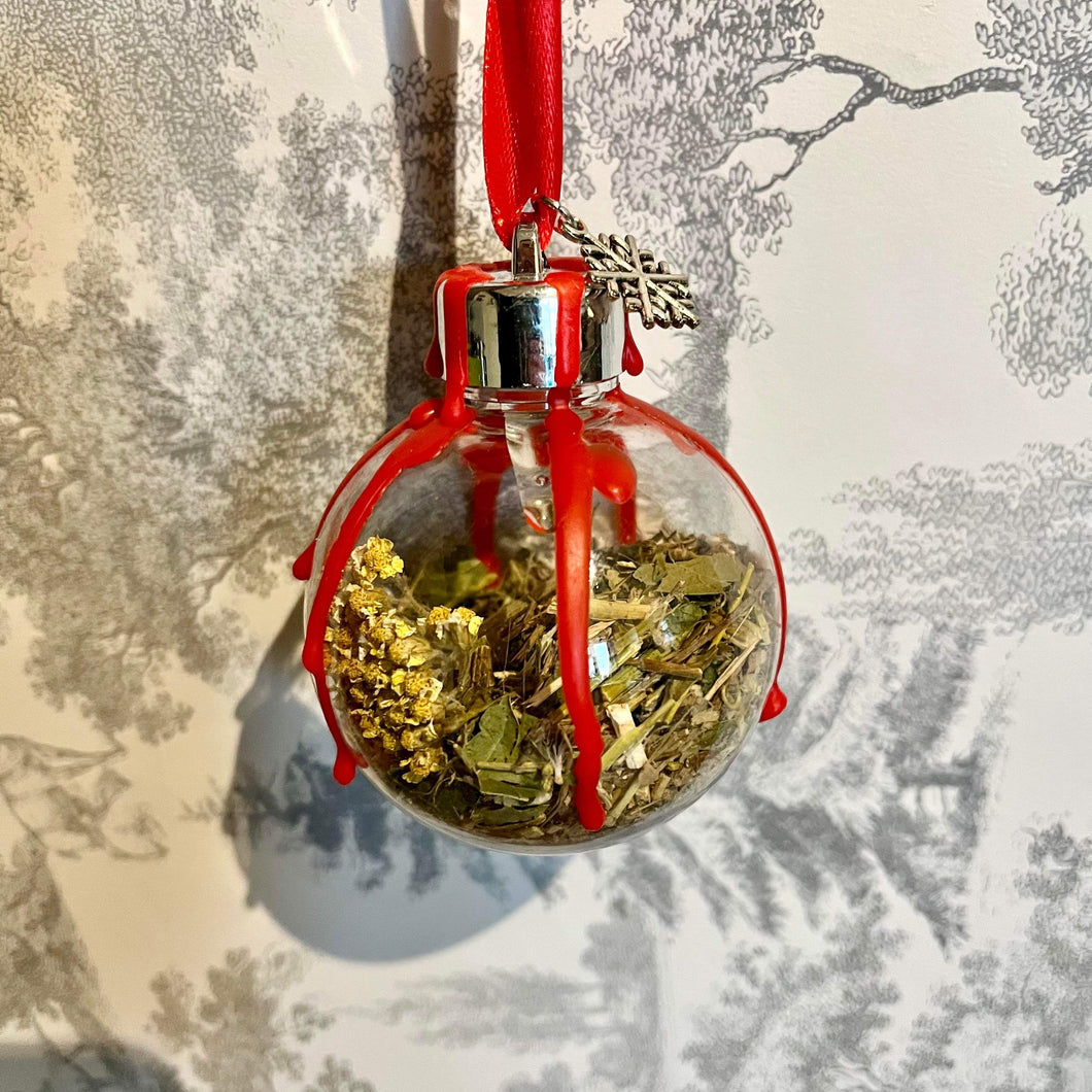 Herb, Crystal and salt filled Yule Protection Bauble